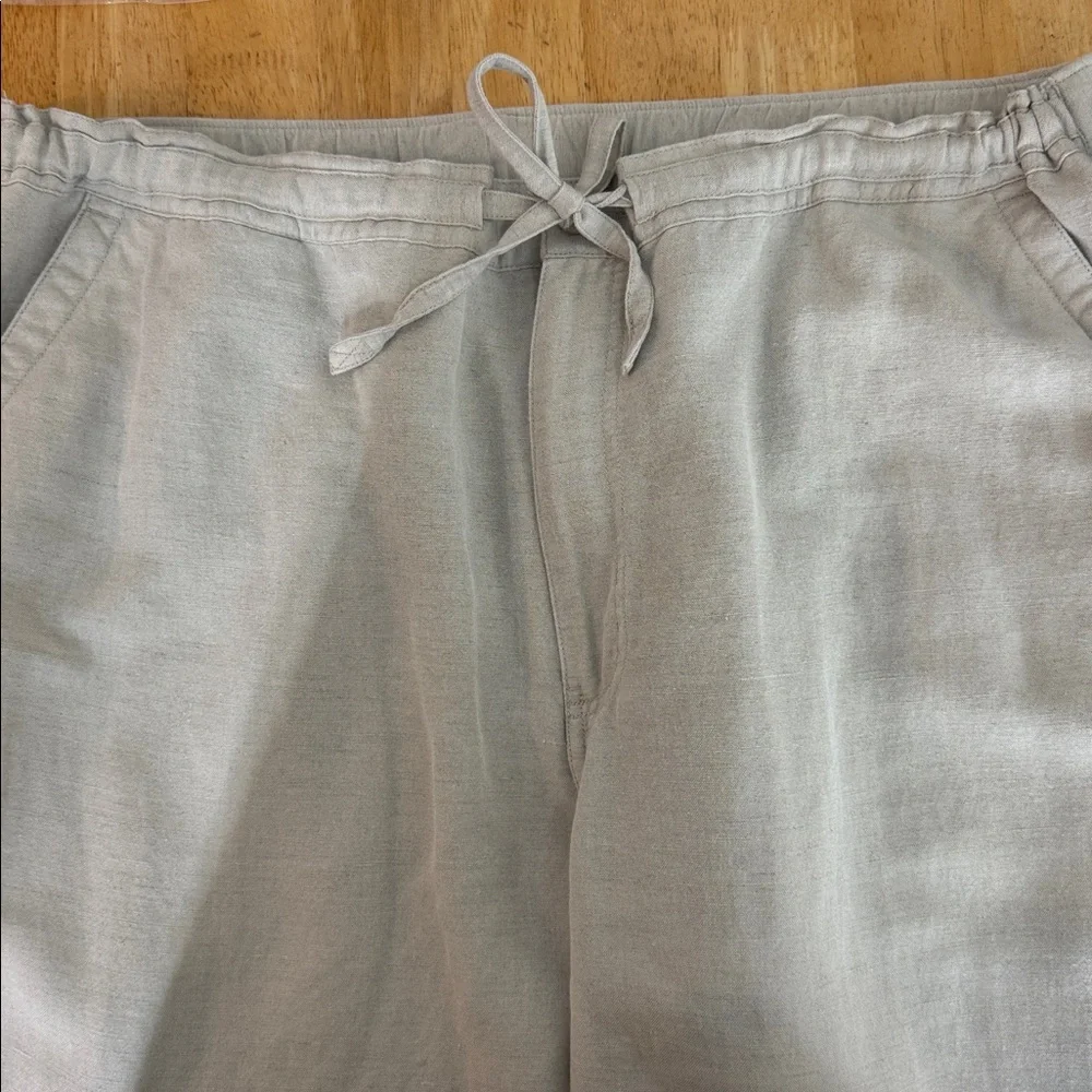 Cubavera Tan Linen Viscose Casual Resortwear Drawstring Waist Pants Size XXL